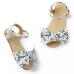 Janie and Jack large bow sandal palm tree print ankle strap toddler size 7